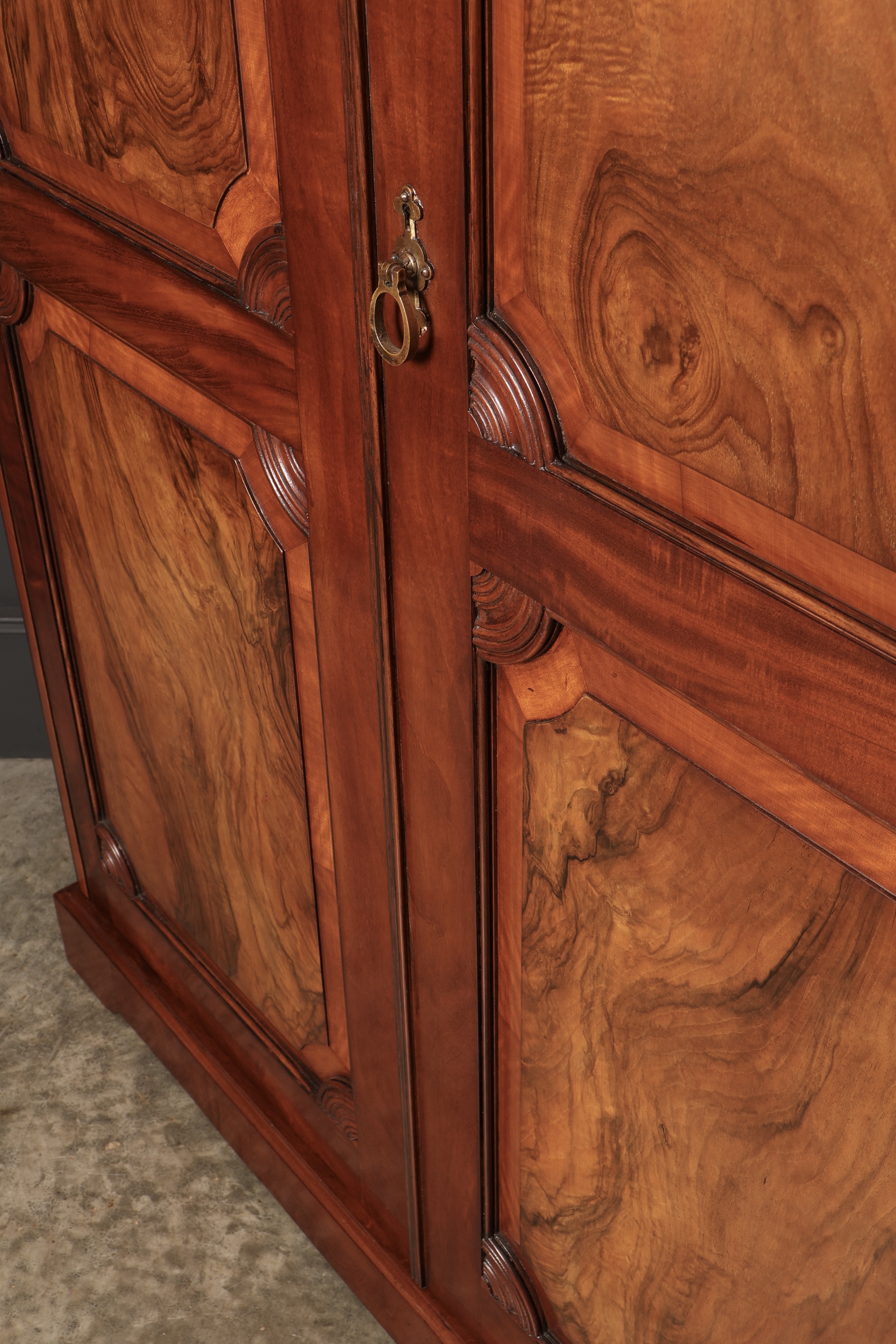 Victorian Mahogany & Walnut Wardrobe - Image 7